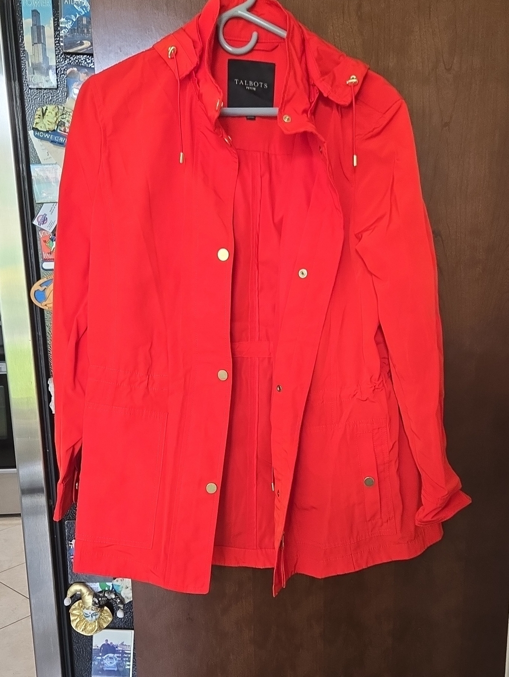 Talbots Bright Orange Lightweight Hooded Utility Jacket